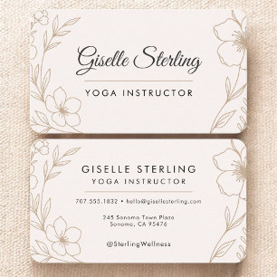 Carte de visite florale de professeur de yoga