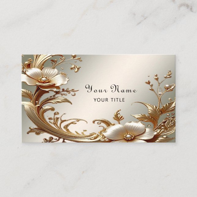 Carte de visite florale or (Devant)