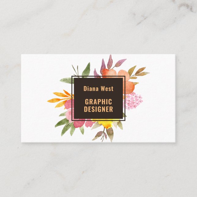 Carte de visite florale orange moderne (Devant)