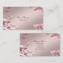 Carte de visite florale rose délicate