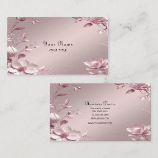 Carte de visite florale rose délicate