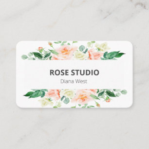 Carte de visite florale rose moderne élégante