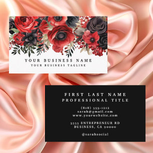 Carte de visite florale rouge et noire pour entrep