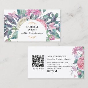 Carte De Visite Florales florales vibrantes Code QR