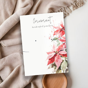 Carte De Visite Floraux de Poinsettia rouge portant un collier