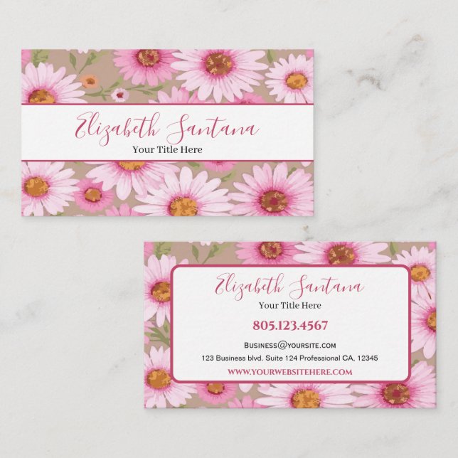 Carte De Visite Flore blanc rose pâle (Devant / Derrière)