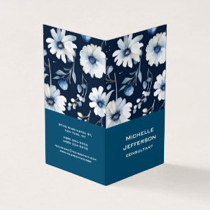 Carte De Visite Flore Bleu Vertical Moderne Design tendance
