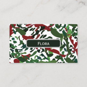 Carte De Visite Flore botanique rouge vert