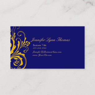 Carte De Visite Flore chic bleu et jaune