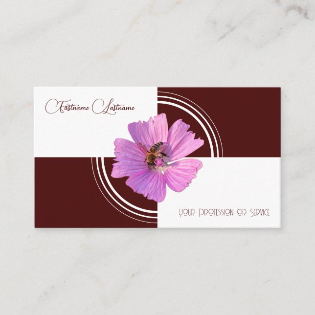 Carte De Visite Flore fleurie calligraphie rouge foncé blanc (Devant)