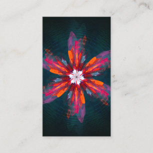 Carte De Visite Flore Mandala Flowers Orange Red Blue Abstract