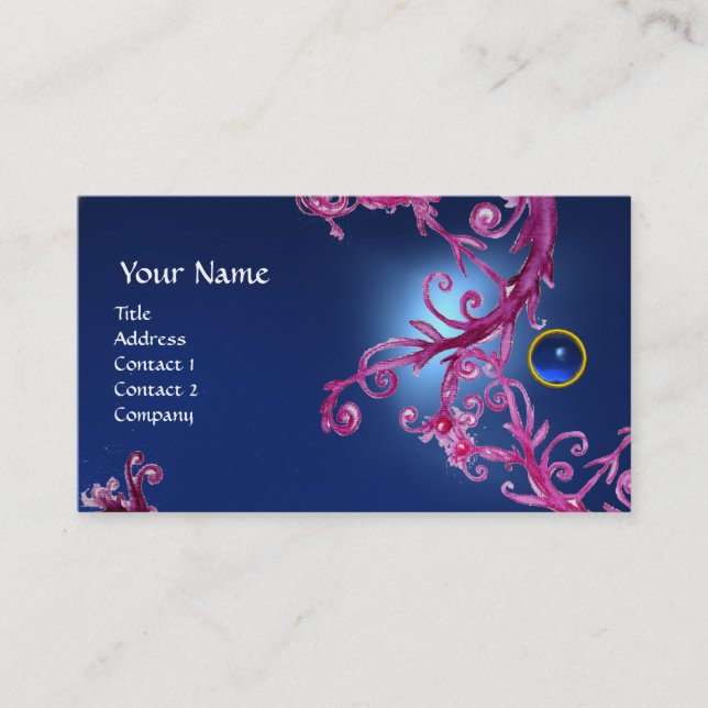 Carte De Visite FLORENTIN BAROQUE MONOGRAMME GEMME bleue (Devant)