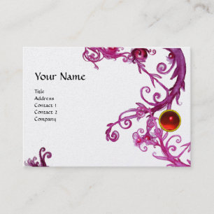 Carte De Visite FLORENTINE BAROQUE MONOGRAM GEM platine rouge