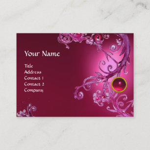 Carte De Visite FLORENTINE BAROQUE MONOGRAM GEM rose baise rubis