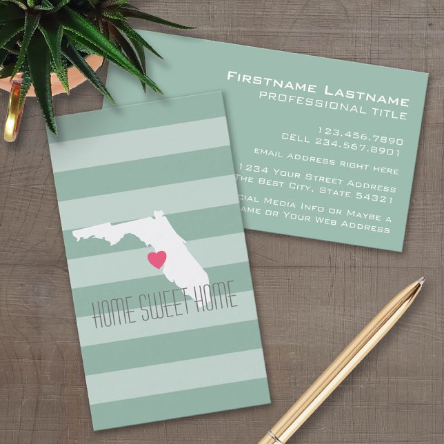 Carte De Visite Floride Accueil État amour avec le coeur personnal (Custom Business Card Template)