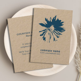 Carte De Visite Florisant minimaliste à fleurs bleues