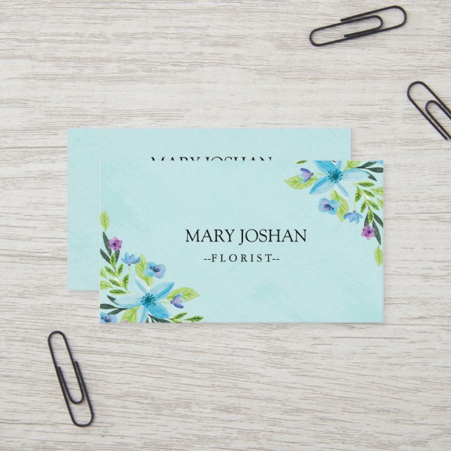 Carte De Visite Florist Floral Élégant (Devant/Arrière en situation)
