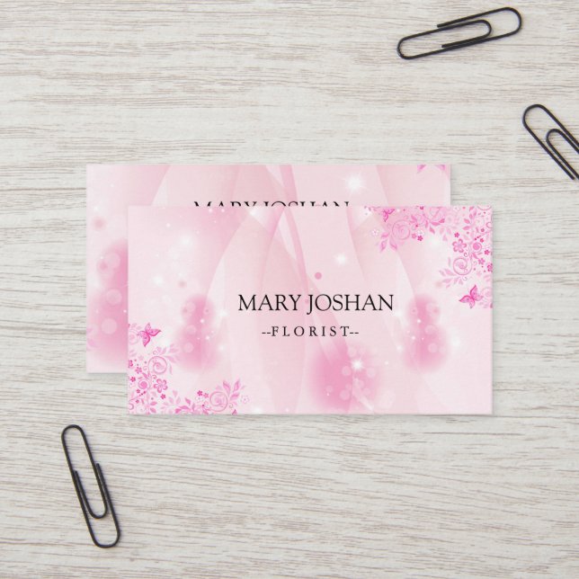 Carte De Visite Florist Floral Élégant (Devant/Arrière en situation)