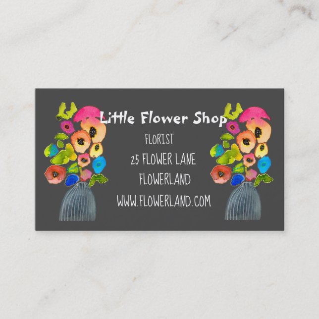 Carte De Visite Florist Flower Shop de fleurs modernes (Devant)