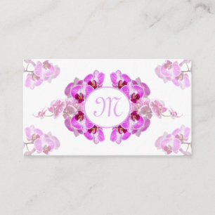 Carte De Visite Florist orchid flower monogram calligraphy QR-Code