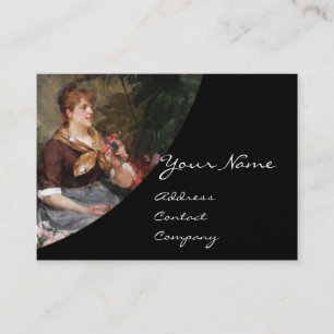 CARTE DE VISITE FLORISTE FABRIQUANT UN BOUQUET AUX FLEURS COLORÉES