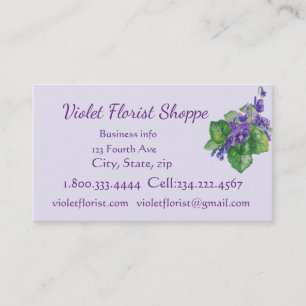 Carte De Visite Floriste Nature Fleur Aquarelle Violet Plante