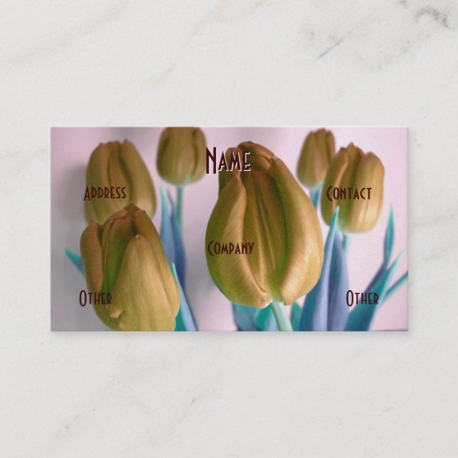 Carte De Visite Floriste - Tulipes Vert Beige (Devant)
