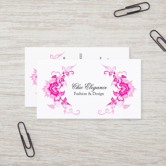 Carte De Visite Flourish floral élégant (Devant/Arrière en situation)