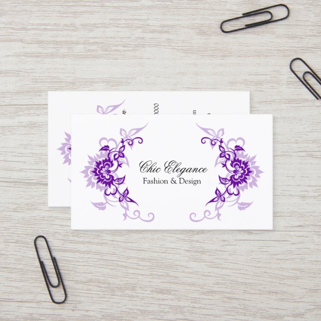 Carte De Visite Flourish floral élégant (Devant/Arrière en situation)
