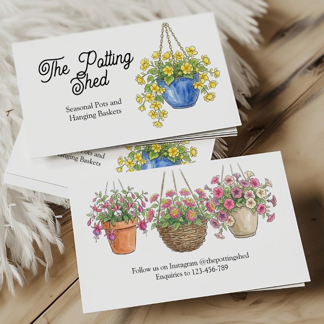 Carte De Visite Flower Baskets Garden Center Plant Nursery IGC (Plant Nursery or IGC Business Card with Hanging Baskets)