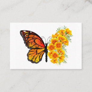 Carte De Visite Flower Butterfly with Yellow California Poppy