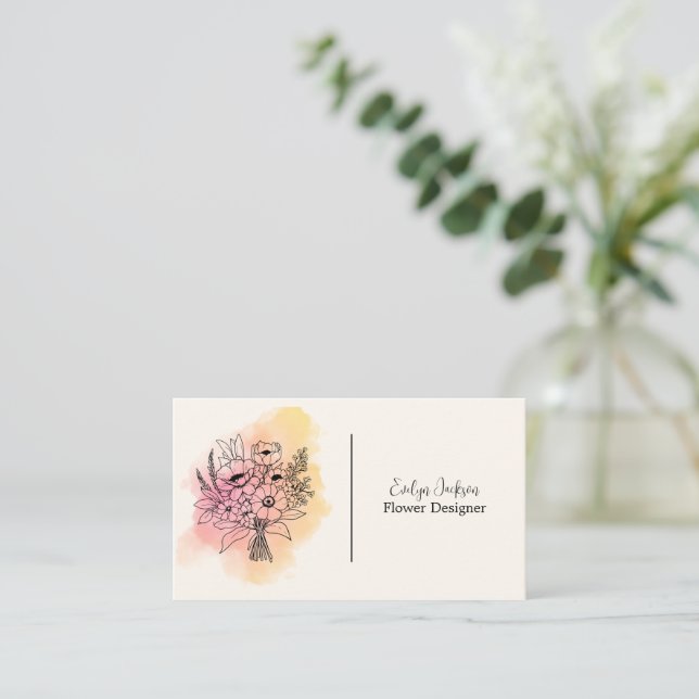 Carte De Visite Flower Designer/Flower Shop/Florist (Debout devant)