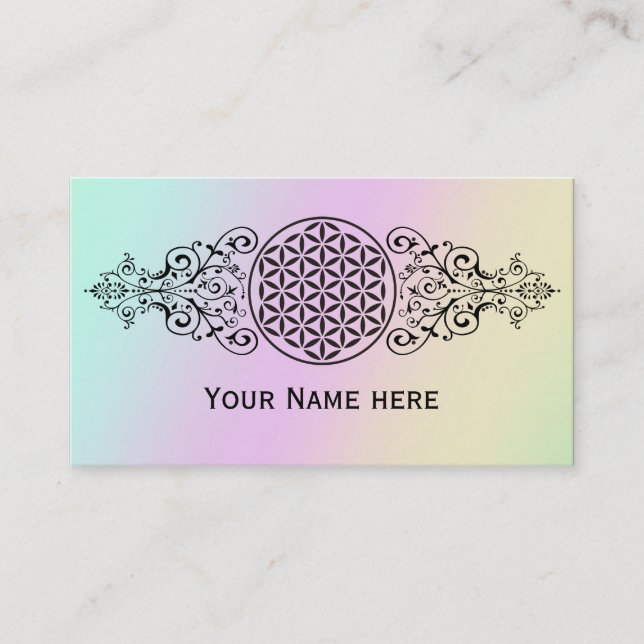 Carte De Visite Flower Of Life - timbre ornements noir I (Devant)