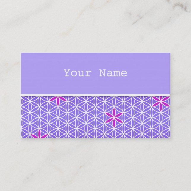 Carte De Visite Flower Of Life - timbre sans couture motif - viole (Devant)