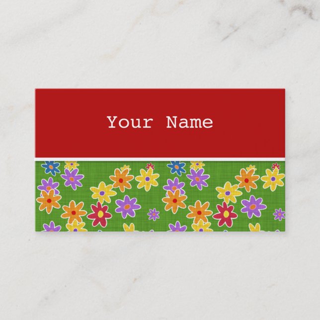 Carte De Visite Flower Power Fabric Motif + vos idées (Devant)
