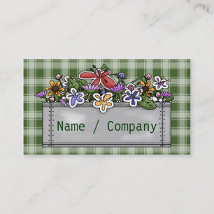 Carte De Visite Flowerbox et guingan vert