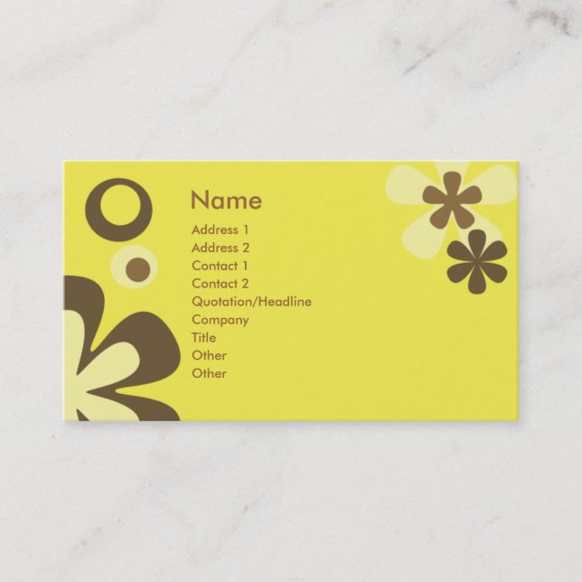 Carte De Visite FLowers et points jaunes (Devant)