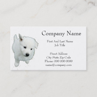 Carte De Visite Fluffy White Puppy Photographie