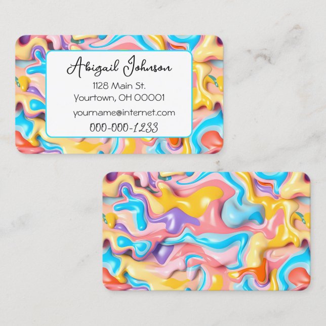 Carte De Visite Fluide Plastique Abstrait Pastel (Devant / Derrière)