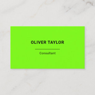 Carte De Visite Fluorescent Vert noir amusant minimaliste Nom pers