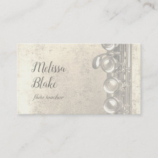 Carte De Visite flûte professeur faux feuille d'or treillis