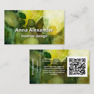 Carte De Visite Flux Lumineux Aquarelle Abstraite Verte