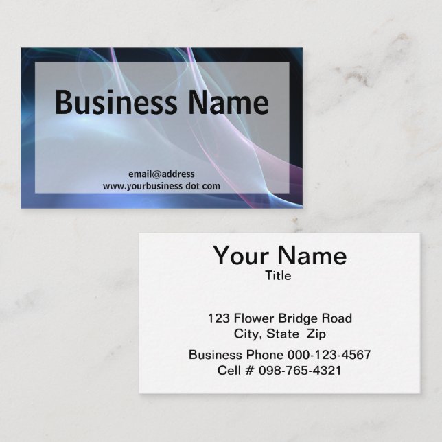 Carte De Visite Flux rose et bleu en soie (Devant / Derrière)