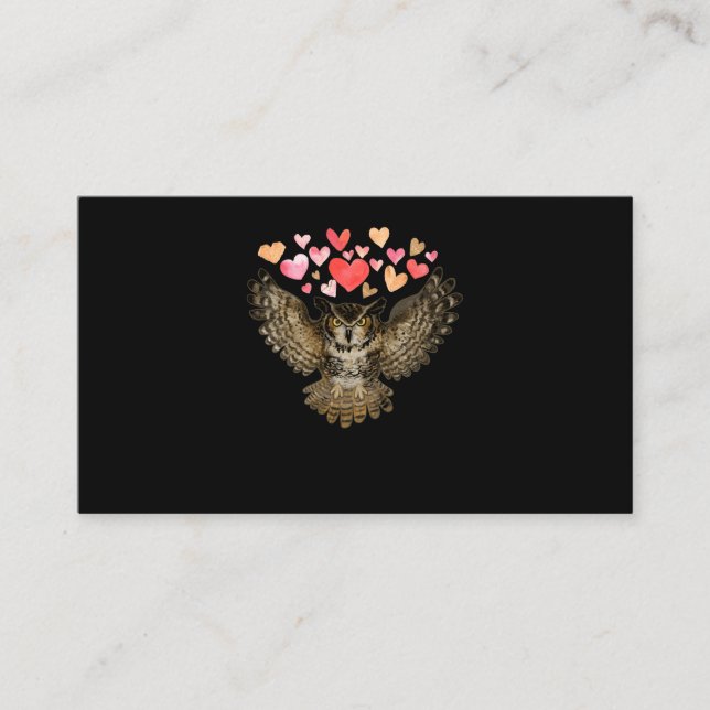 Carte De Visite Flying Owl Love Bird Hearts (Devant)