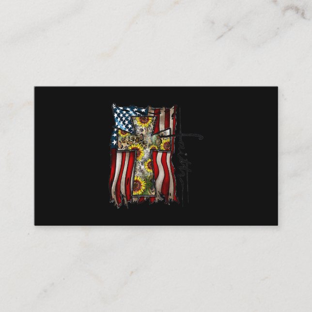Carte De Visite Foi USA Drapeau américain Croix chrétienne Jésus S (Devant)