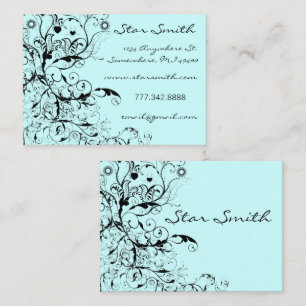 Carte De Visite Folksy Boho Frotte Oiseaux & Fleurs Floral