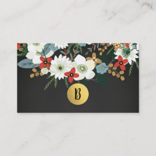 Carte De Visite Foncé Funky Moderne Vintage Floral Sombre Chic