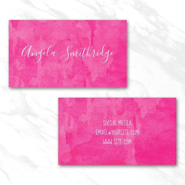 Carte De Visite Fond aquarelle rose vif (Hot Pink Watercolor Background Business Card)