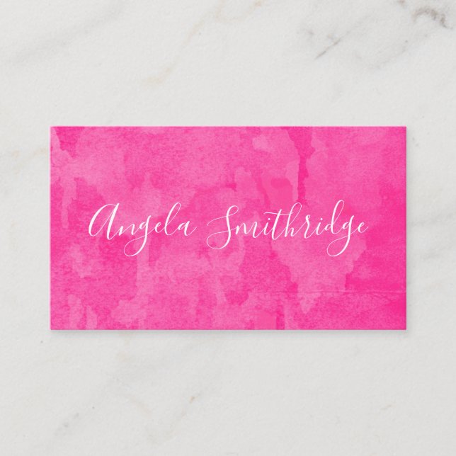 Carte De Visite Fond aquarelle rose vif (Devant)