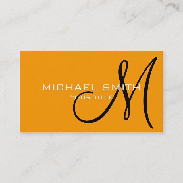 Carte De Visite fond de couleur Orange Monogramme (RYB) (Devant)